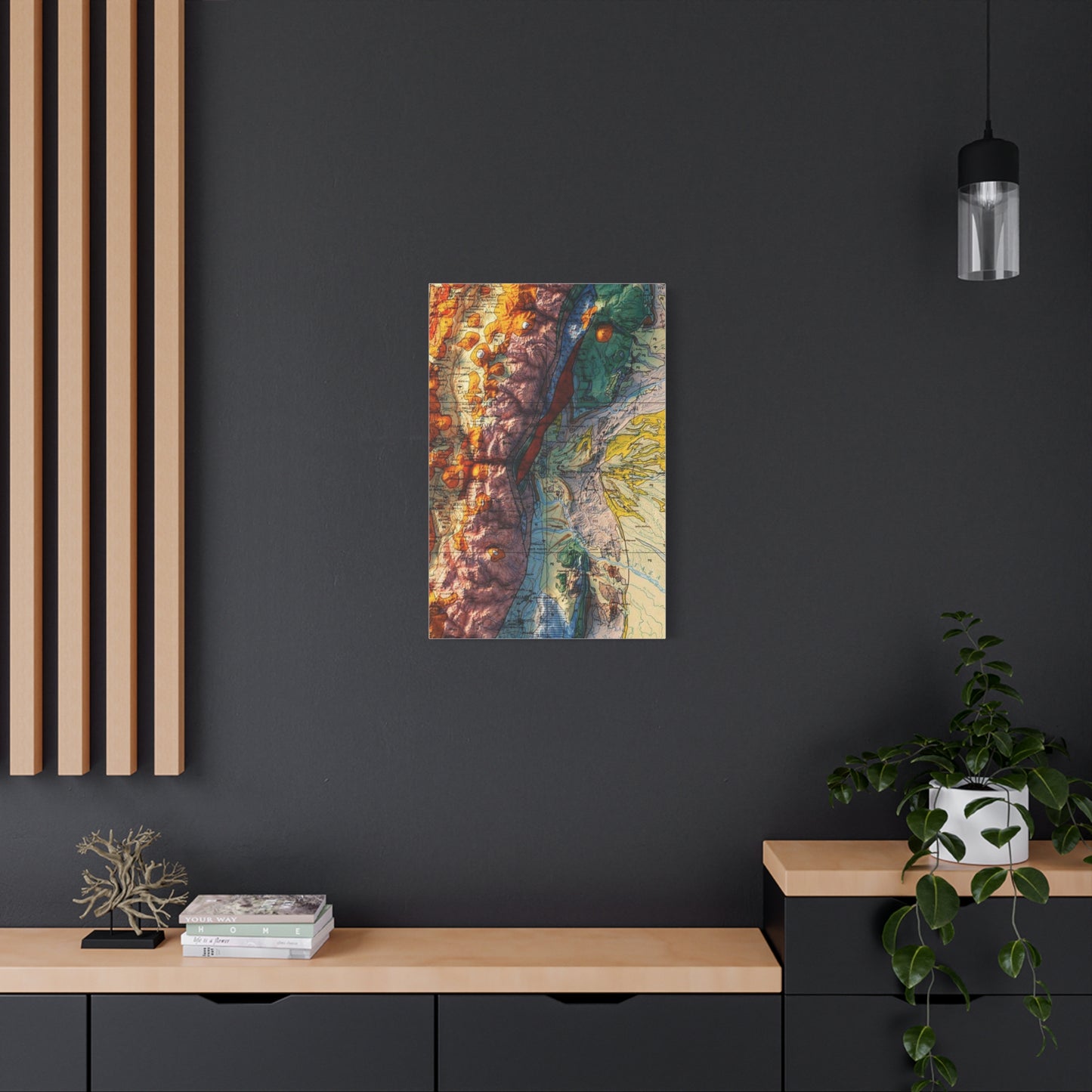 Vibrant Terrain Map Canvas Art - Stretched 1.25" for Home Decor