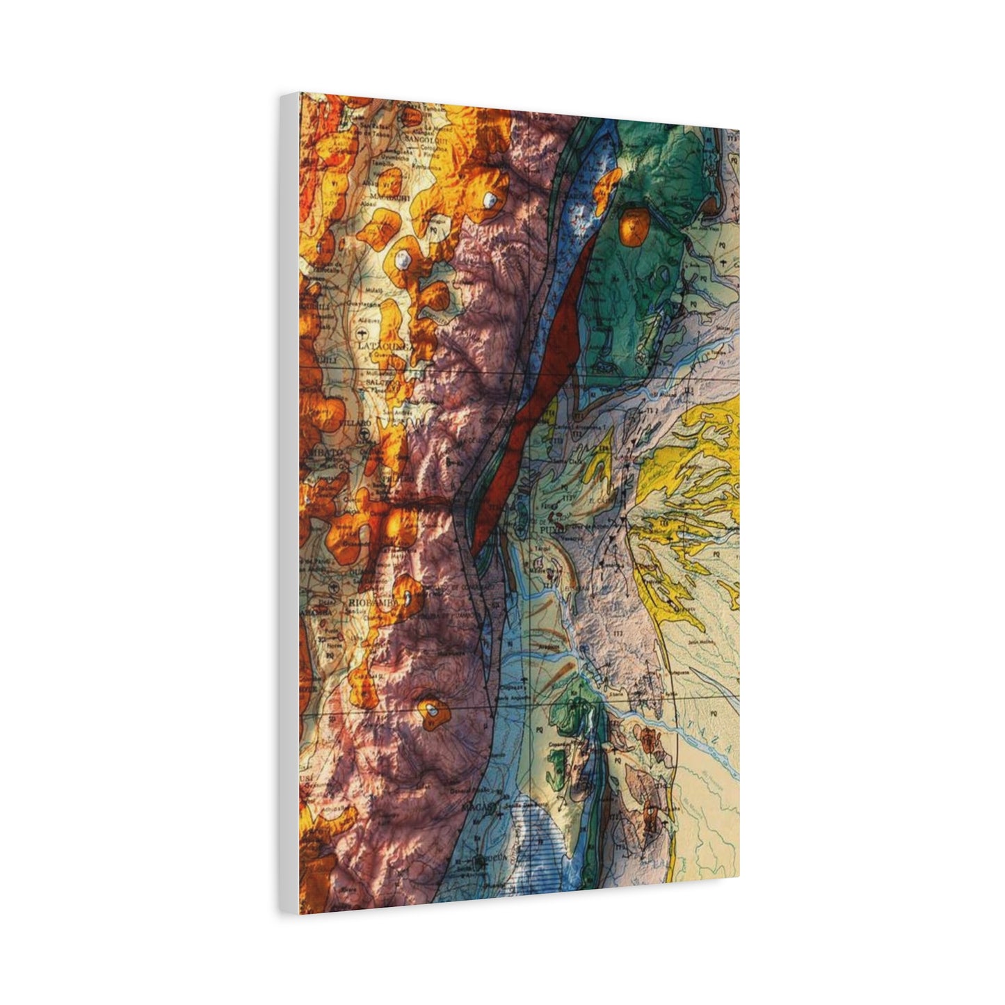 Vibrant Terrain Map Canvas Art - Stretched 1.25" for Home Decor