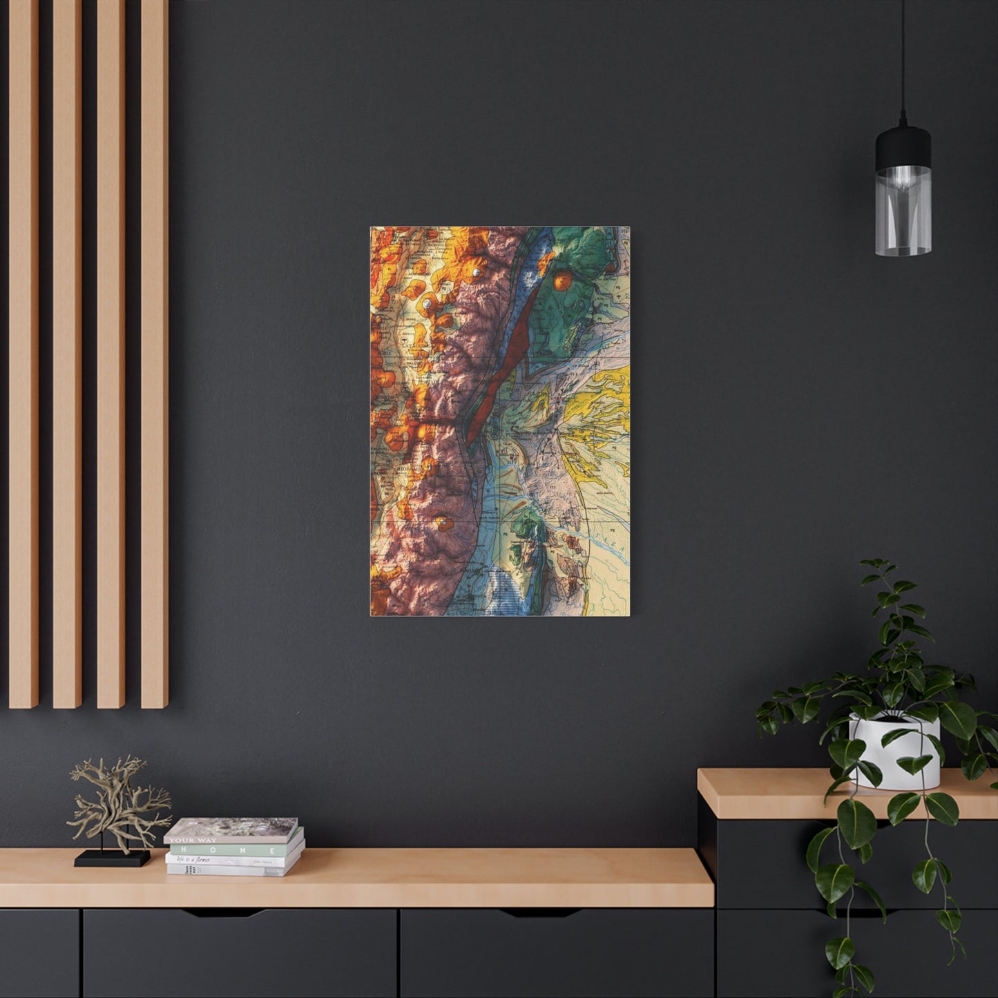 Vibrant Terrain Map Canvas Art - Stretched 1.25" for Home Decor