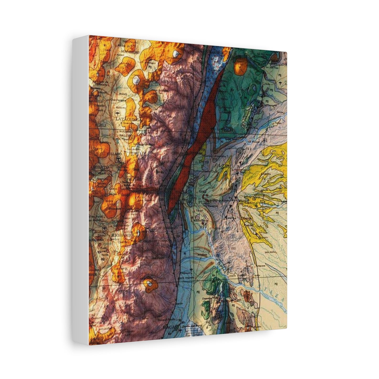 Vibrant Terrain Map Canvas Art - Stretched 1.25" for Home Decor